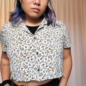 Floral button down crop top